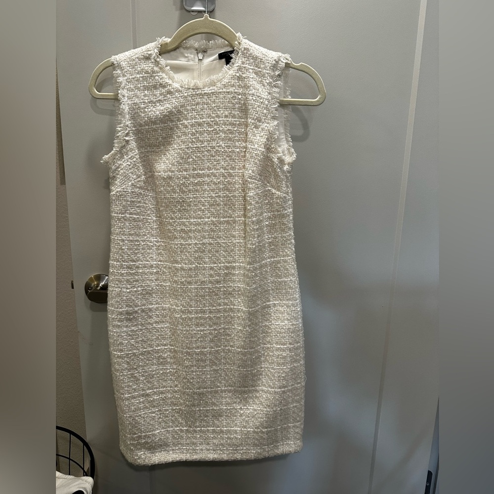 Ann Taylor Textured Cream Sleeveless Mini Dress